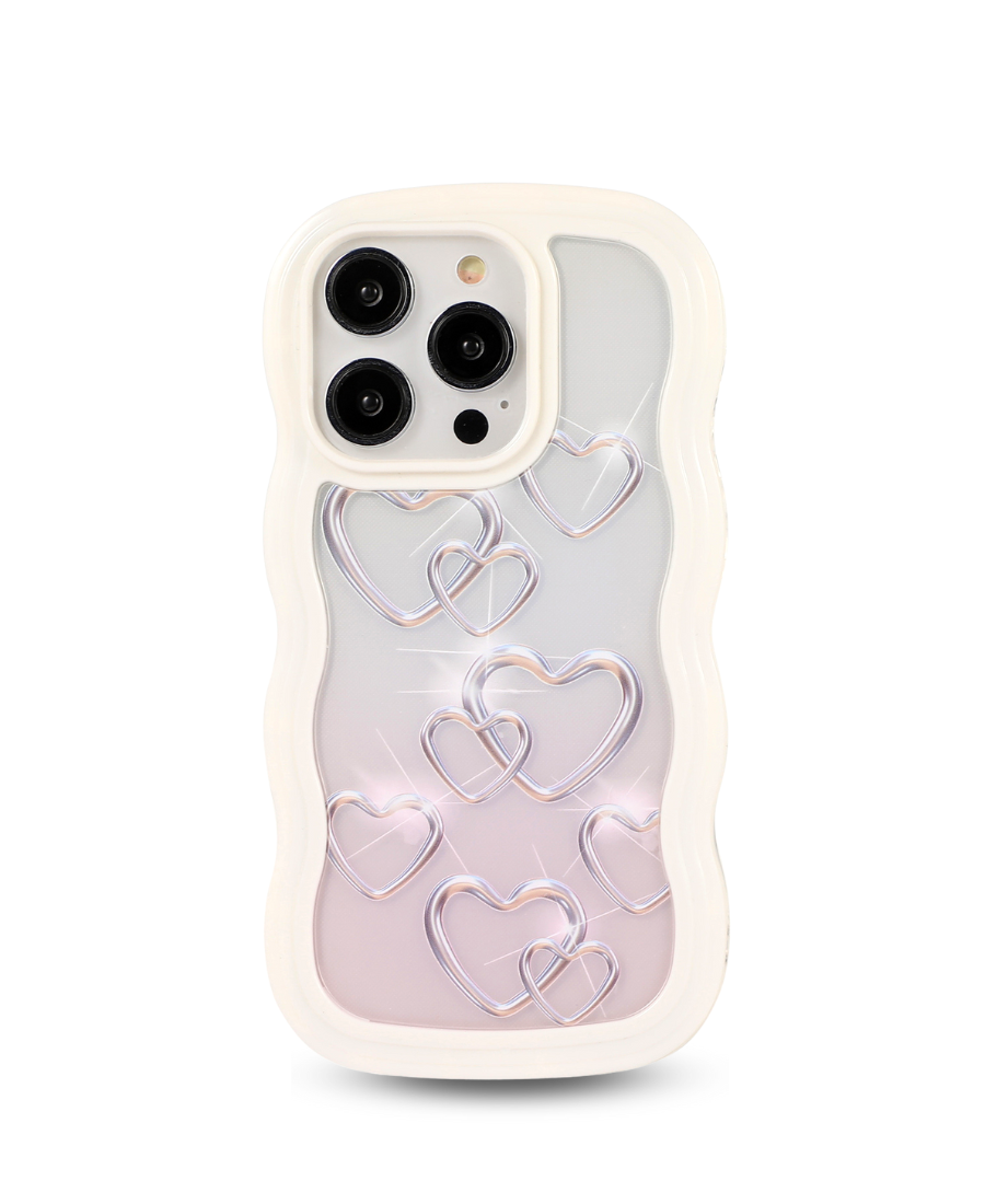 Silver Hearts Wavy Phone Case