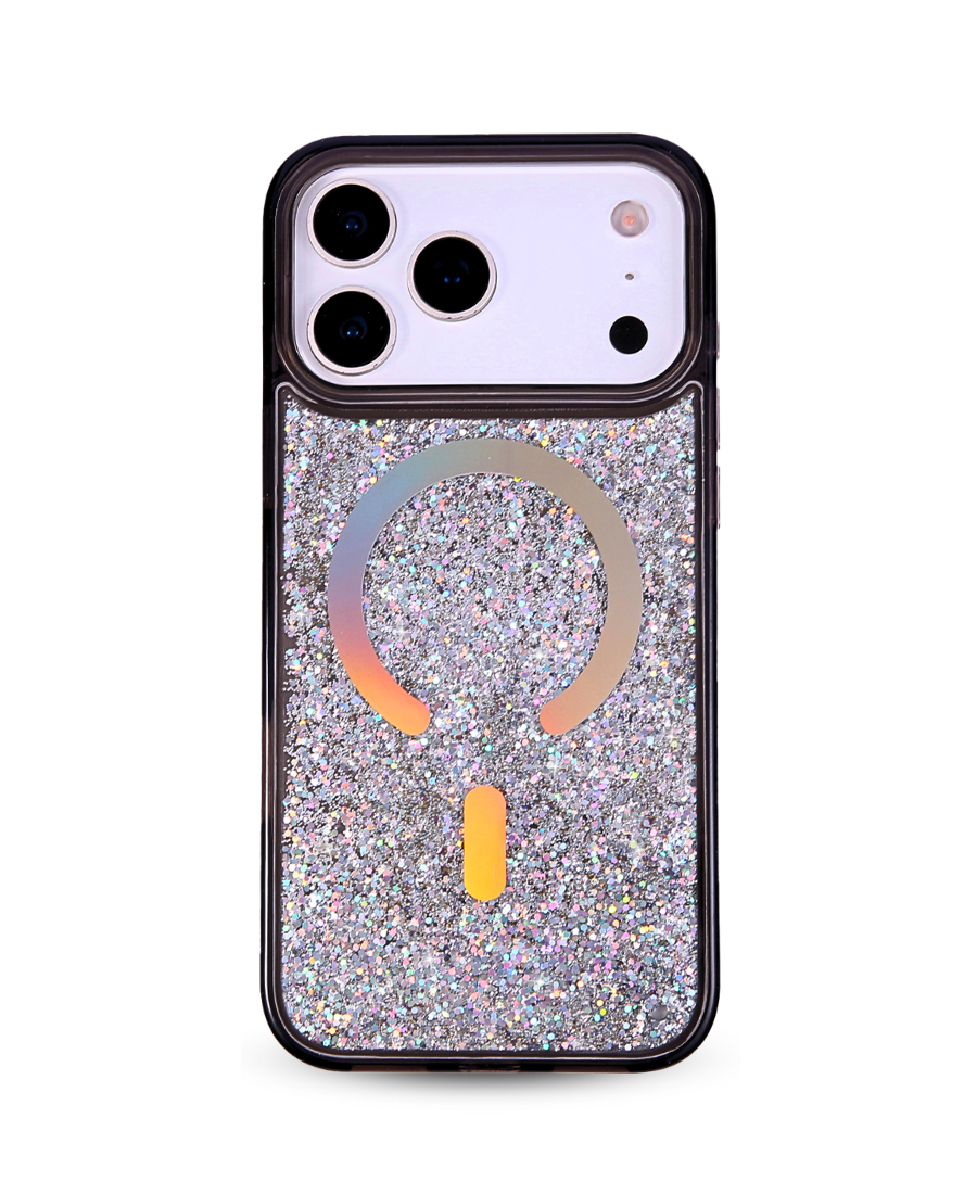 Black Holo Glitter MagSafe Phone Case