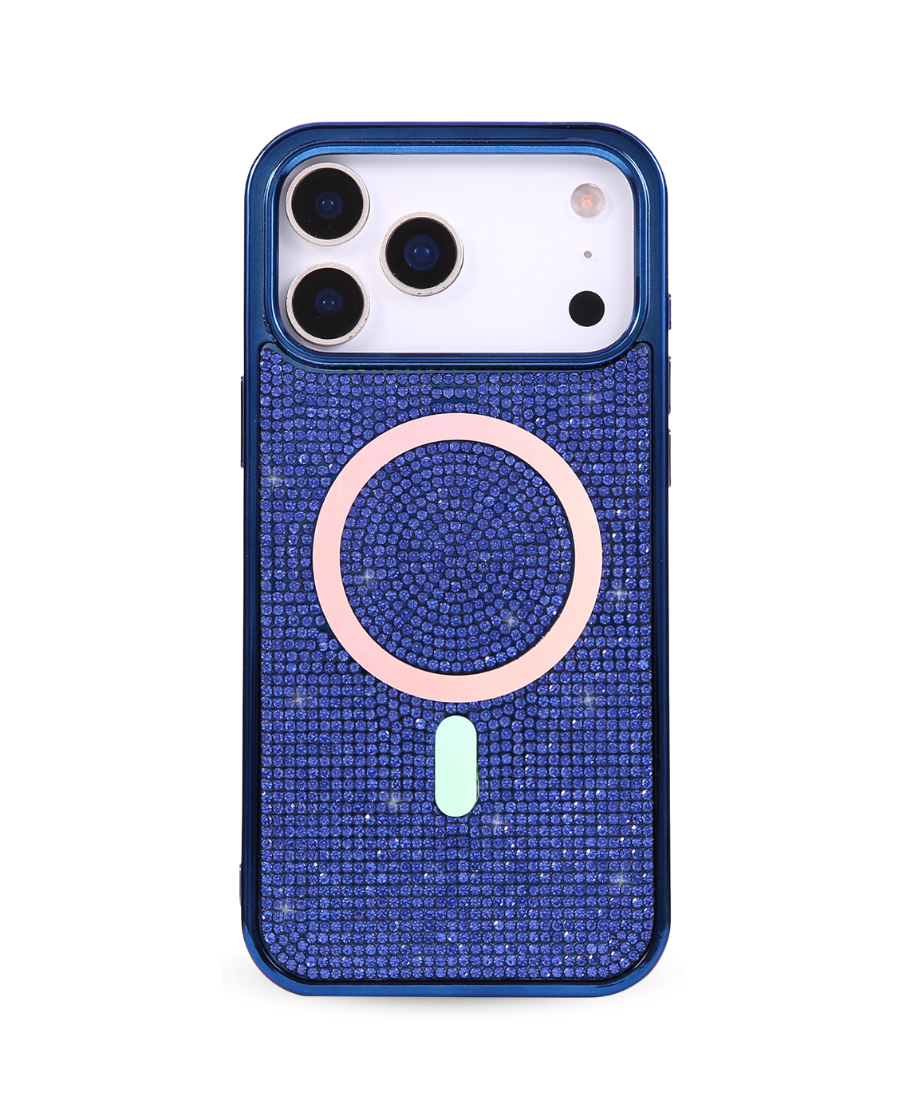 Blue Crystal Glam MagSafe Phone Case