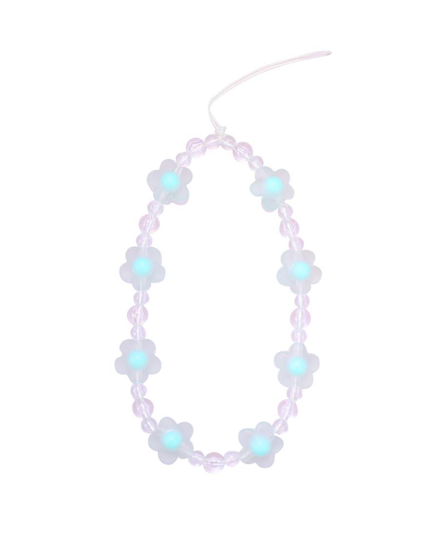 Blue Glass Floral Phone Charm
