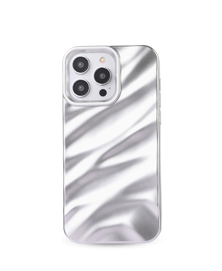 Matte Silver Ripple Phone Case