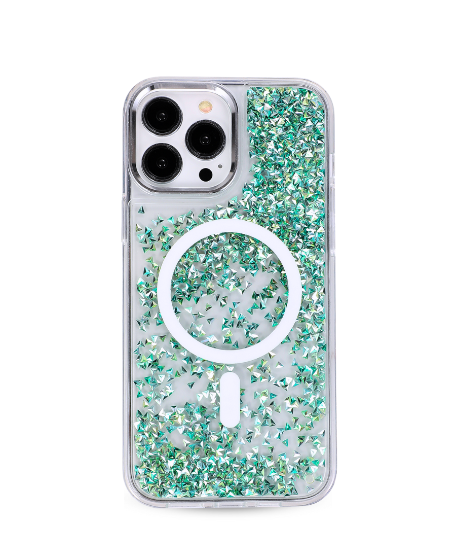 Green Prism Glitter MagSafe Phone Case