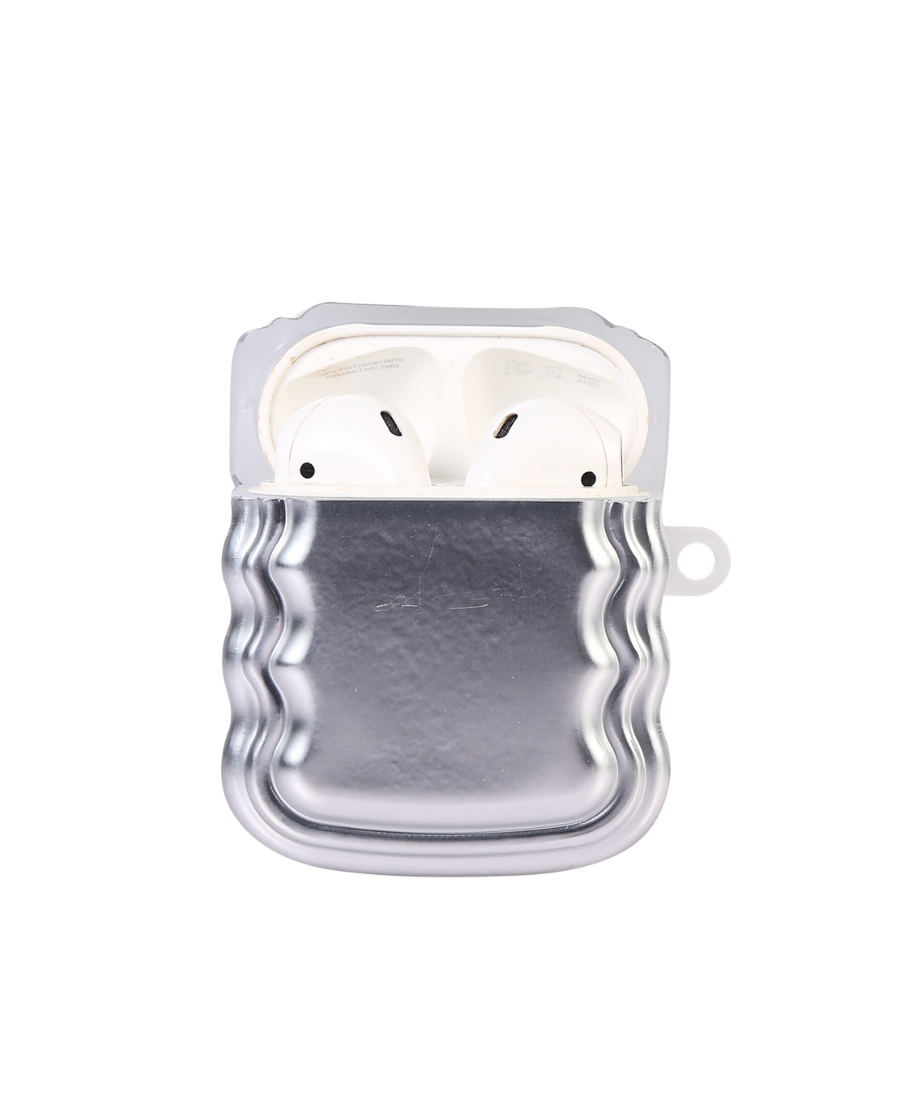 Silver Wavy Luxe AirPods Case