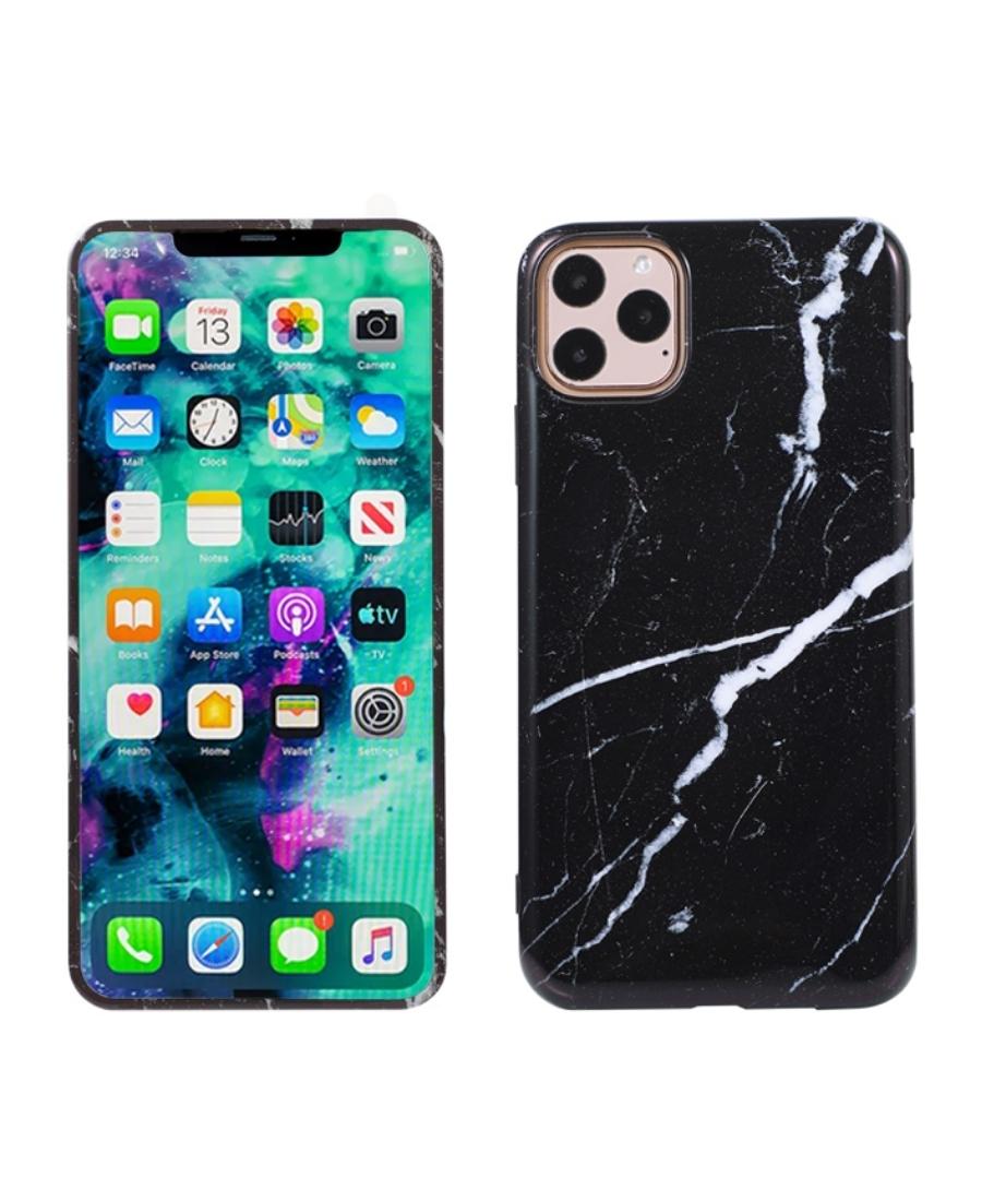Glass Shield & Phone Case Set - Black Marble
