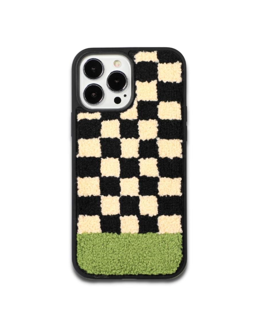 Black & White Check Fuzzy Phone Case