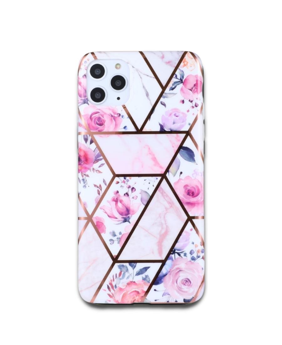 Glass Shield & Phone Case Set - Geo Metallic Floral