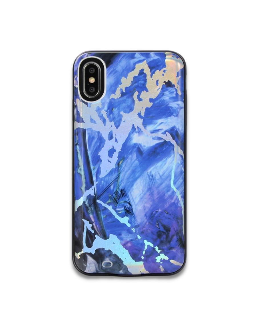 Royal Blue Holo Marble Battery Power Phone Case