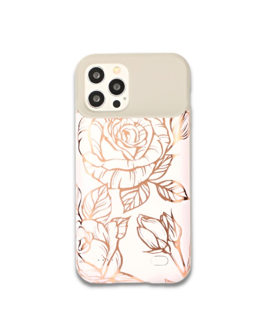 White & Gold Metallic Floral Ultra Battery Case