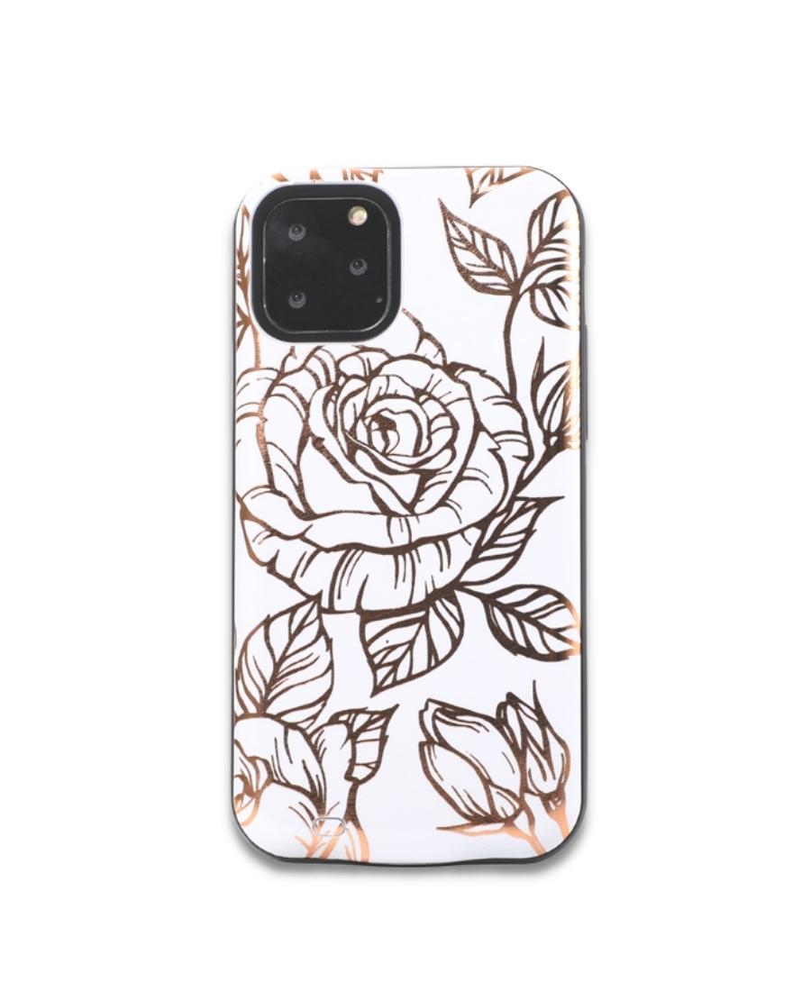 White & Gold Metallic Floral Battery Power Phone Case
