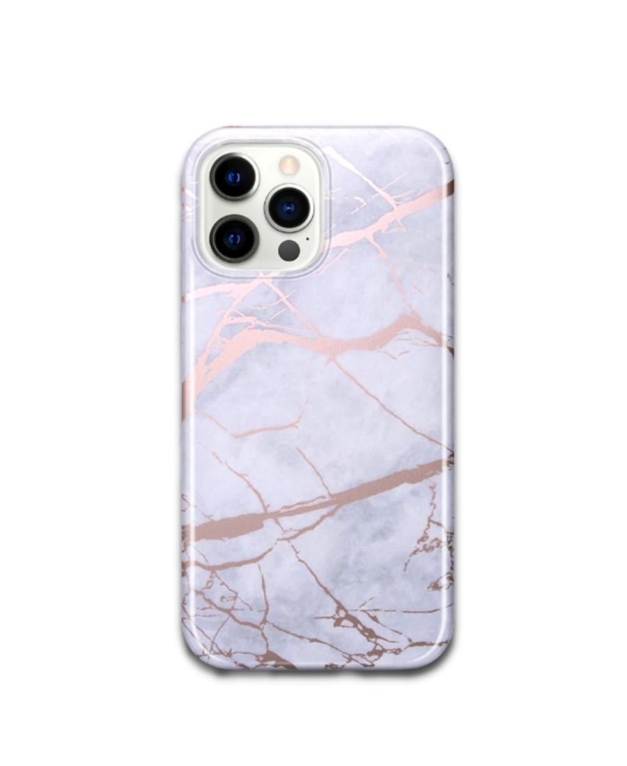 White & Rose Gold Metallic Marble Phone Case