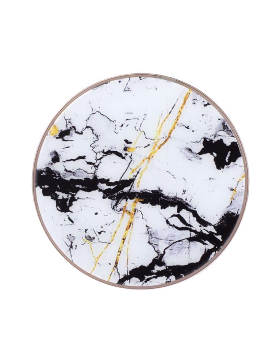 White Cracked Marble Wireless Charging Pad
