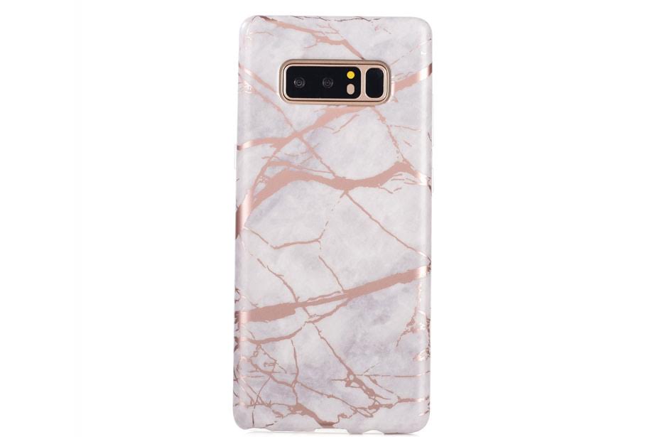 White & Rose Gold Marble Samsung Phone Case